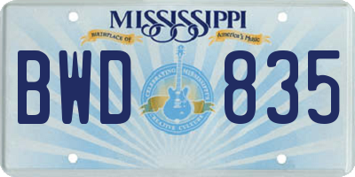 MS license plate BWD835
