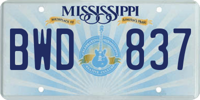 MS license plate BWD837