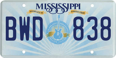 MS license plate BWD838