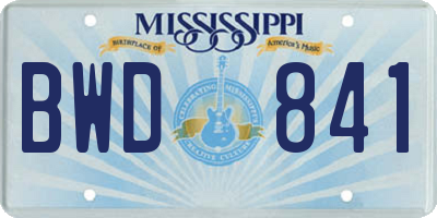 MS license plate BWD841