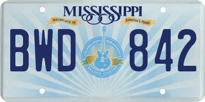 MS license plate BWD842