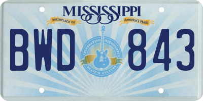 MS license plate BWD843