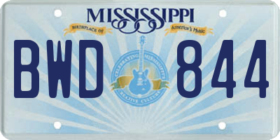 MS license plate BWD844