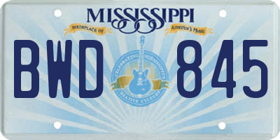 MS license plate BWD845
