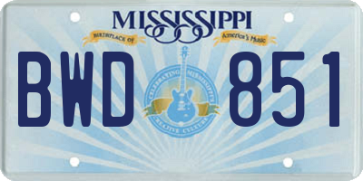 MS license plate BWD851