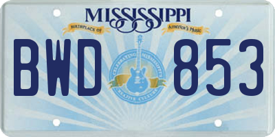 MS license plate BWD853