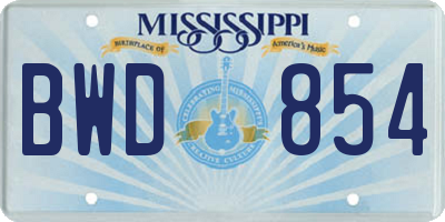 MS license plate BWD854