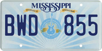 MS license plate BWD855