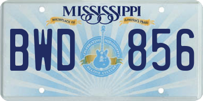MS license plate BWD856