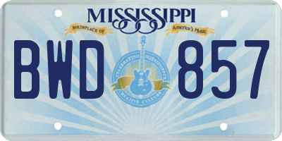 MS license plate BWD857