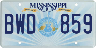 MS license plate BWD859