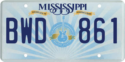 MS license plate BWD861