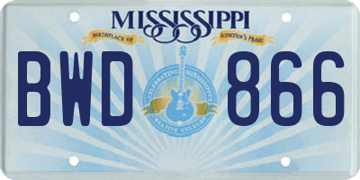 MS license plate BWD866