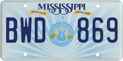 MS license plate BWD869