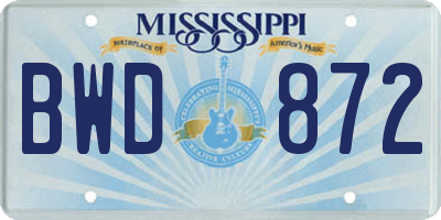 MS license plate BWD872
