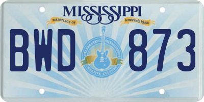 MS license plate BWD873