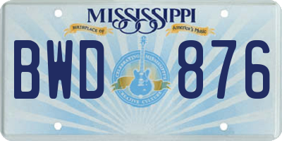 MS license plate BWD876