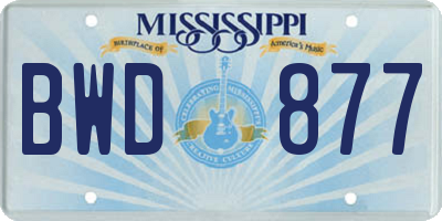 MS license plate BWD877