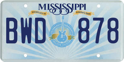 MS license plate BWD878
