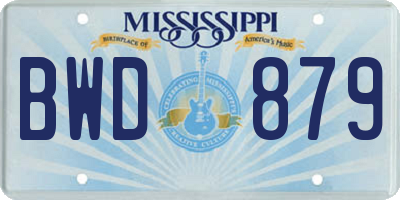 MS license plate BWD879