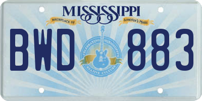 MS license plate BWD883