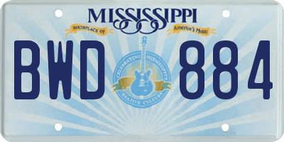 MS license plate BWD884