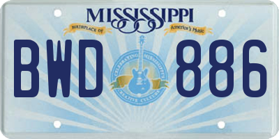 MS license plate BWD886