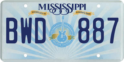 MS license plate BWD887