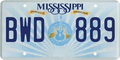 MS license plate BWD889
