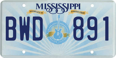 MS license plate BWD891