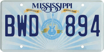 MS license plate BWD894