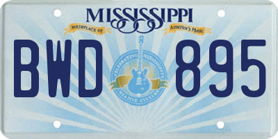 MS license plate BWD895