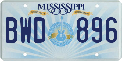 MS license plate BWD896