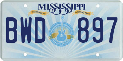 MS license plate BWD897