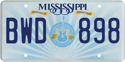 MS license plate BWD898