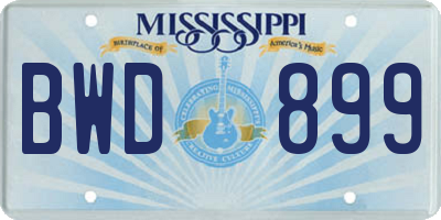 MS license plate BWD899