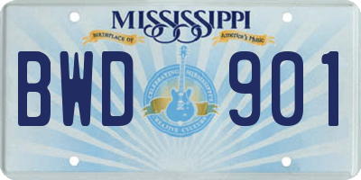 MS license plate BWD901