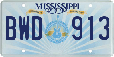 MS license plate BWD913