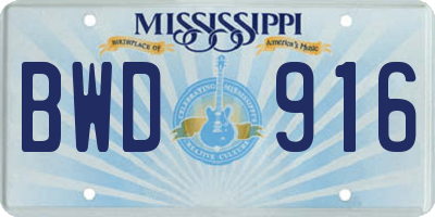 MS license plate BWD916