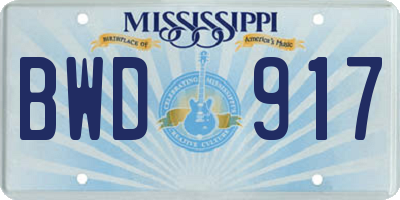 MS license plate BWD917