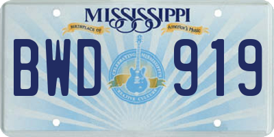MS license plate BWD919