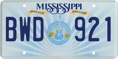 MS license plate BWD921