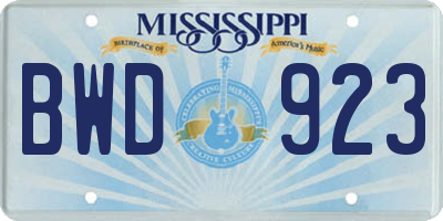MS license plate BWD923
