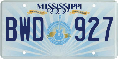 MS license plate BWD927