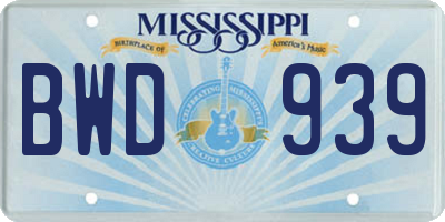 MS license plate BWD939