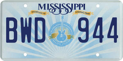 MS license plate BWD944