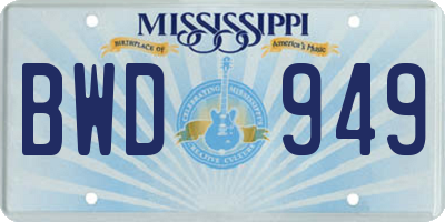 MS license plate BWD949