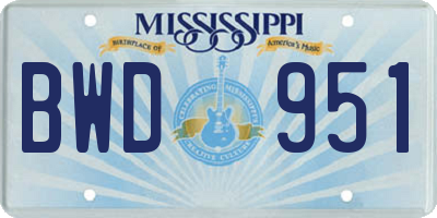 MS license plate BWD951