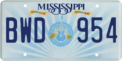 MS license plate BWD954