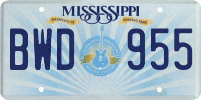 MS license plate BWD955